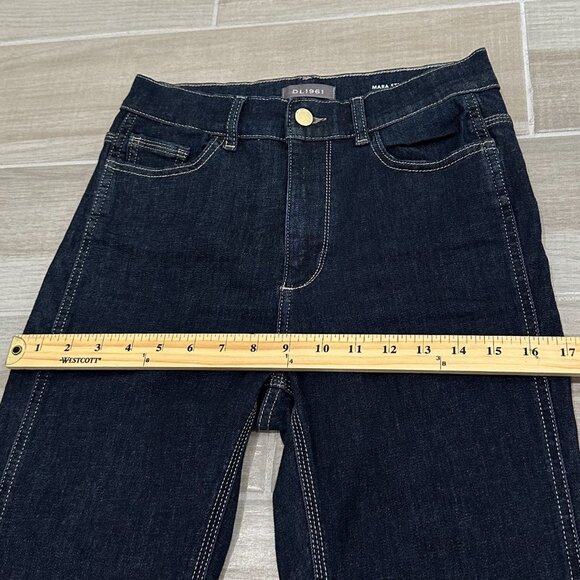 DL1961 Mara Straight High Rise Instasculpt Ankle Jeans in Snyder Dark Wash Sz 27 - Picture 14 of 16